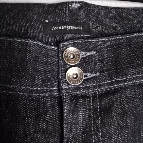 Ashley Stewart Women's Straight Leg Black/Grayish Faux Leather Decor Jeans 22W - Picture 7 of 8